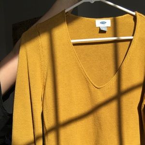 Old Navy V Neck Fine Knit Mustard Sweater